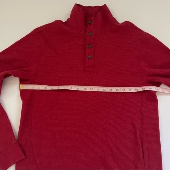 Duluth Mens Burley Thermal Button Mock Neck Shirt Red - Picture 4 of 5